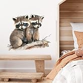 RoyoLam Lifelike Little Raccoon Brothers on The Branch Wall Stickers Nursery Animal Wall Decals for Kid Removable Peel and Stick Wall Art Home Decor Decoration for Classroom Preschool Living Room
