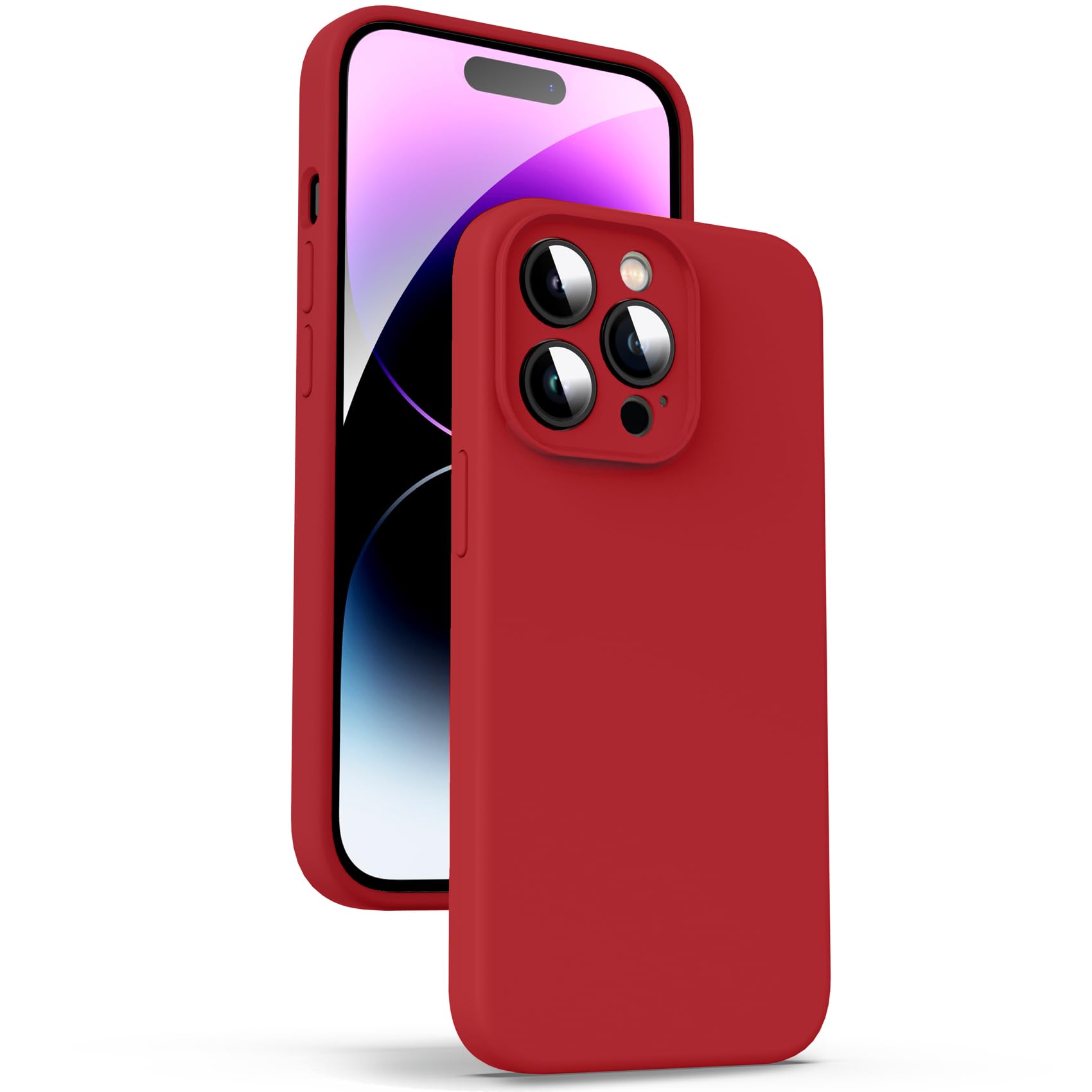 Supdeal Liquid Silicone Case for iPhone 14 Pro - [Camera All-Round Protection] [Soft Microfiber Lining Anti-Scratch] 4 Layer Full Covered Shockproof Gel Rubber Phone Case Cover, 6.1", Red — image 1