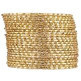 Lux Accessories Gold Tone Glitter Indian Wedding Multi Bangle Set 24 PC