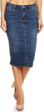 knee length pencil denim skirt