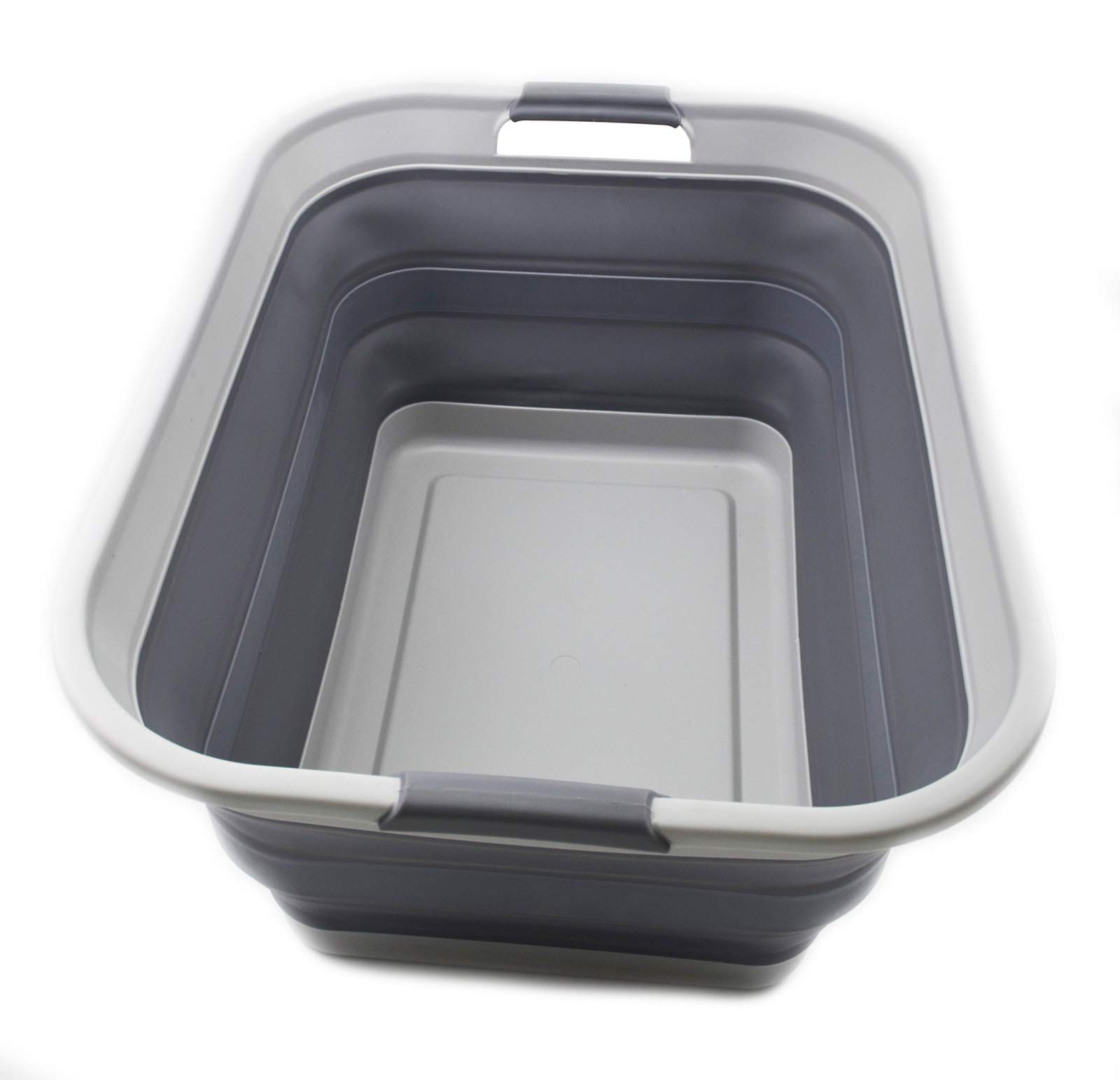 SAMMART 42L Collapsible Plastic Laundry Basket - Foldable Pop Up Storage Container/Organizer - Portable Washing Tub - Space Saving Hamper/Basket (Grey, 1)