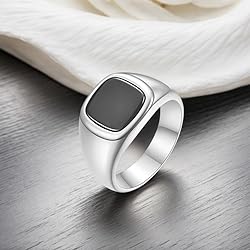 MYNENEY 14K Gold/Silver/Black Plated Square Signet