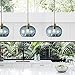 Casamotion Pendant Lighting Handblown Glass Drop ceiling lights, Rustic Hanging Light Blue Seeded Glass with black sand powder, Brushed Brass Finish