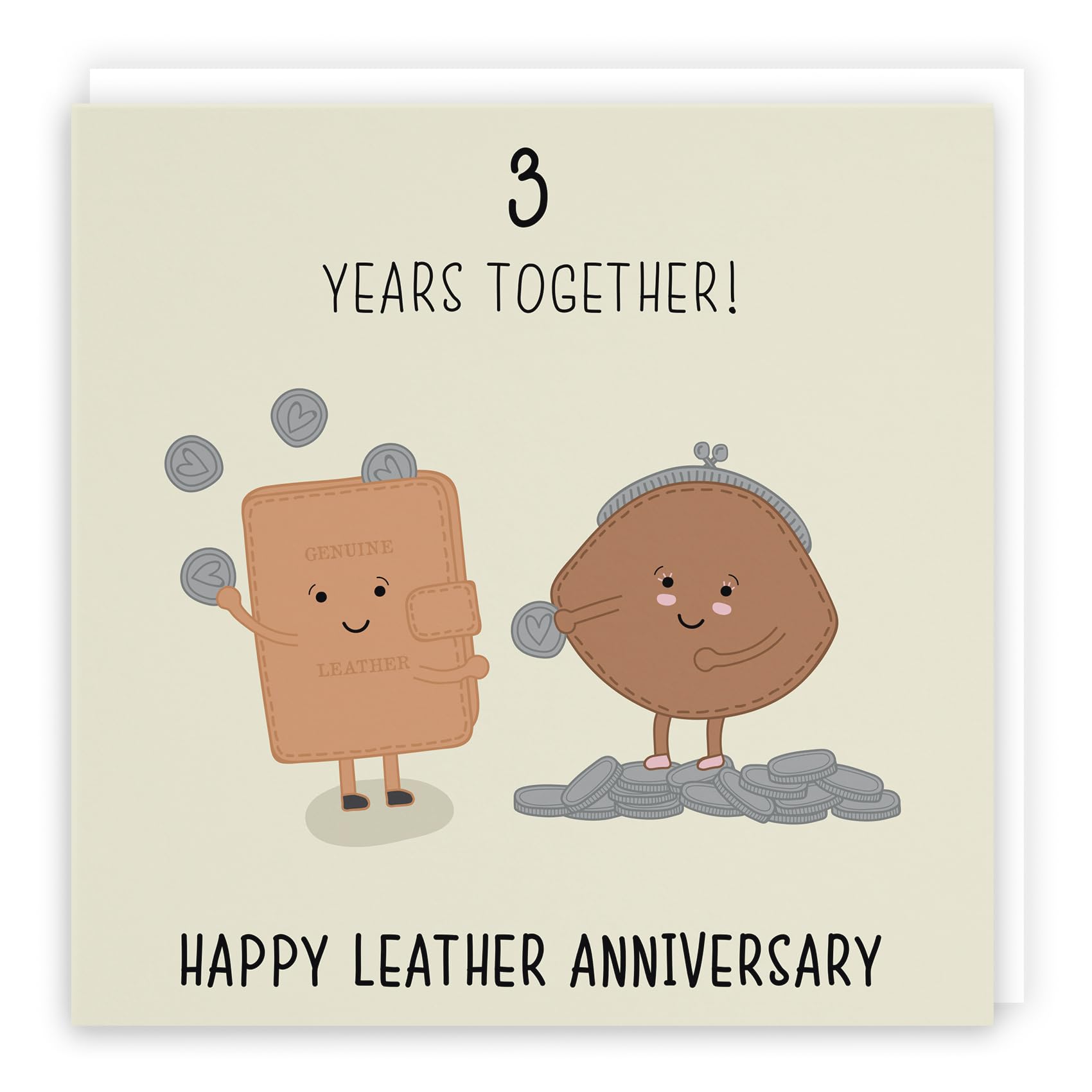 Hunts England - 3rd Wedding Anniversary Card - Leather Anniversary - Iconic Collection - For Him, Her, Couples, etc. - Cute Anniversary Card — image 1