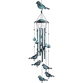 Monsiter QE Bird Wind Chimes for Outside, Outdoors Wind Chimes with 4 Large Aluminum Tubes & S Hook - Outdoor Clearance Hanging Decor for Garden, Patio, Backyard or Porch
