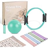 VIJLXI Pilates Essentials Kit-Home Pilates kit for Women with Pilates Ring and Ball,5 Resistance Bands for Beginners-Train Muscles, Flexibility & Core Strength