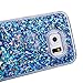 Galaxy S6 Edge Case, Galaxy S6 Edge Liquid Glitter Case,PHEZEN 3D Creative Design Shiny Quicksand Flowing Bling Glitter Sparkle Heart Clear Hard Case for Samsung Galaxy S6 Edge - Blue Diamonds