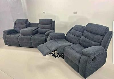 Brit Signature Roma Grey Fabric 3+2 Seater Recliner Sofa Set, Chenille