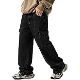 EMMIOL 203 Cargo Baggy Jeans for Men, Pants Wide Leg, Relaxed Loose Fit Denim Y2K Straight Leg Streetwear Vintage