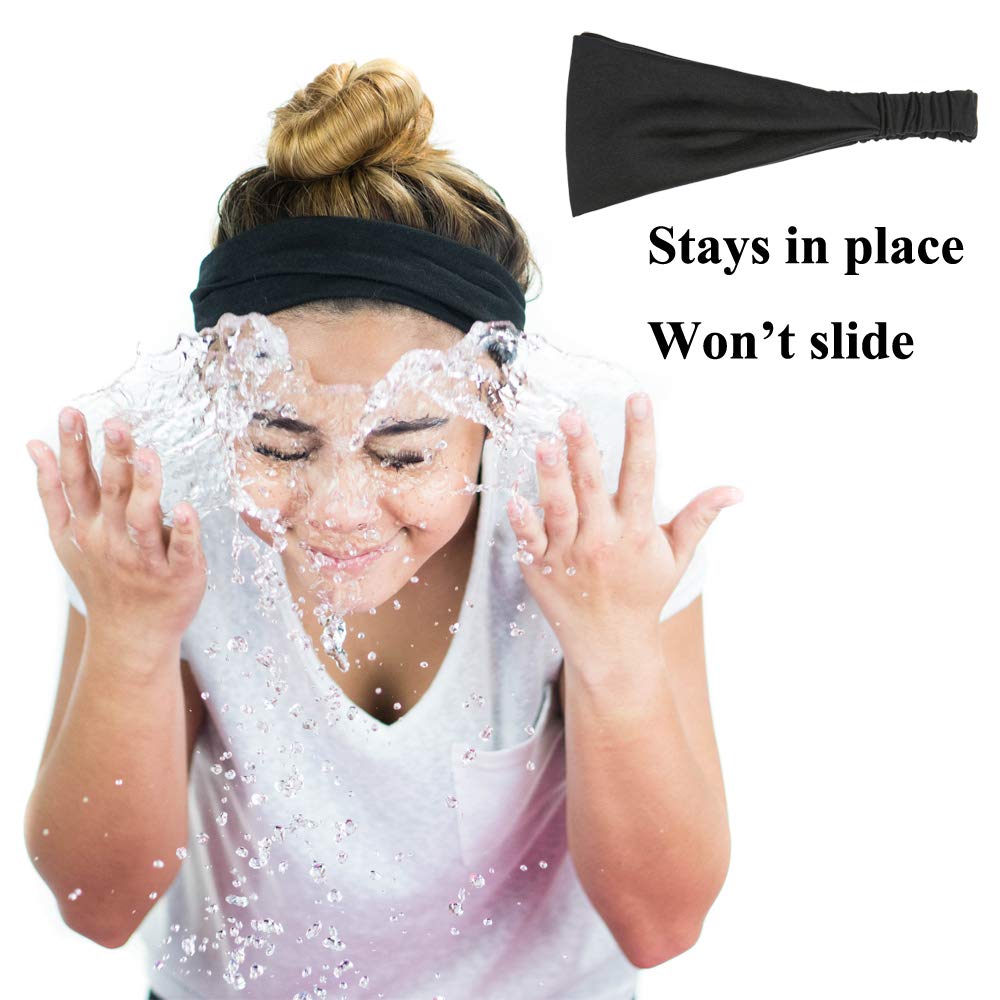 QING Headbands for Women Sweat Wicking Scarf Bandana Workout Headband Wrap Pack of 6: Sports & Outdoors