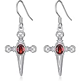 Gothic Earrings 925 Sterling Silver with Gemstones Halloween Jewelry Earrings for Women Ladies