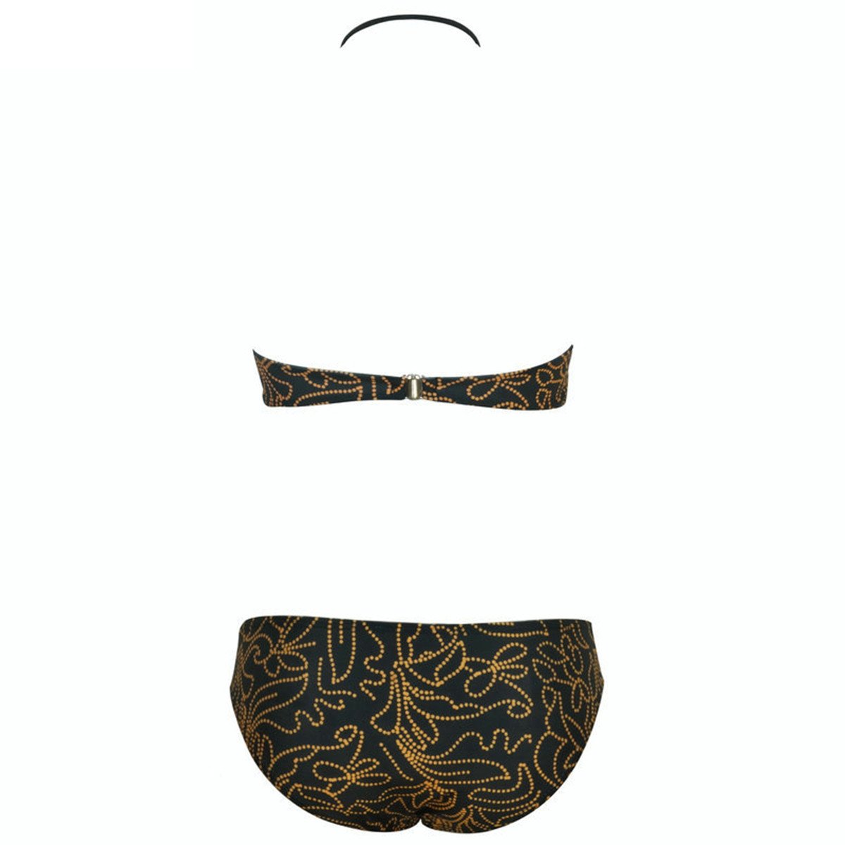 SKST Women Sexy Bikini Set Halter Print Tassel Push Up Padding Swimsuit Beachwear (S, Black)