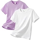 PATPAT Girls Cotton T Shirt, Crewneck Short Sleeve Tops Tees, 5-16 Years | Summer Casual Clothes, Basic Layering, Solid, Regular Fit, Soft &amp; Versatile, Stretchy and Durable, Breathable, No Pilling