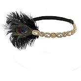 Song Qing 1920s Rhinestone Flapper Feather Headpiece Roaring 20s Great Gatsby Fascinators Accessories for Women