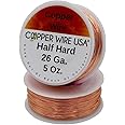 Solid Bare Copper Round Wire 5 Oz Spool Half Hard 12 to 30 Ga (26 Ga - 430 Ft)
