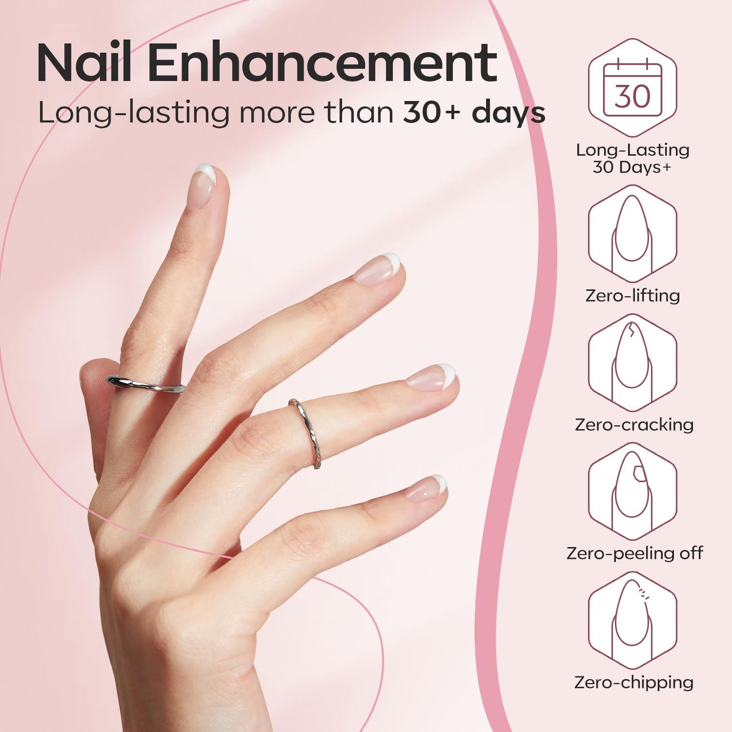 modelones Builder Nail Gel, 2 Pcs Clear and Cover Nude Builder Nail Polish, 8-in-One Apex Building Thickening Strengthener Extension Rubber Color Base Gel for DIY Home Salon Gifts LED Lamp Cured 10ml - Image 6