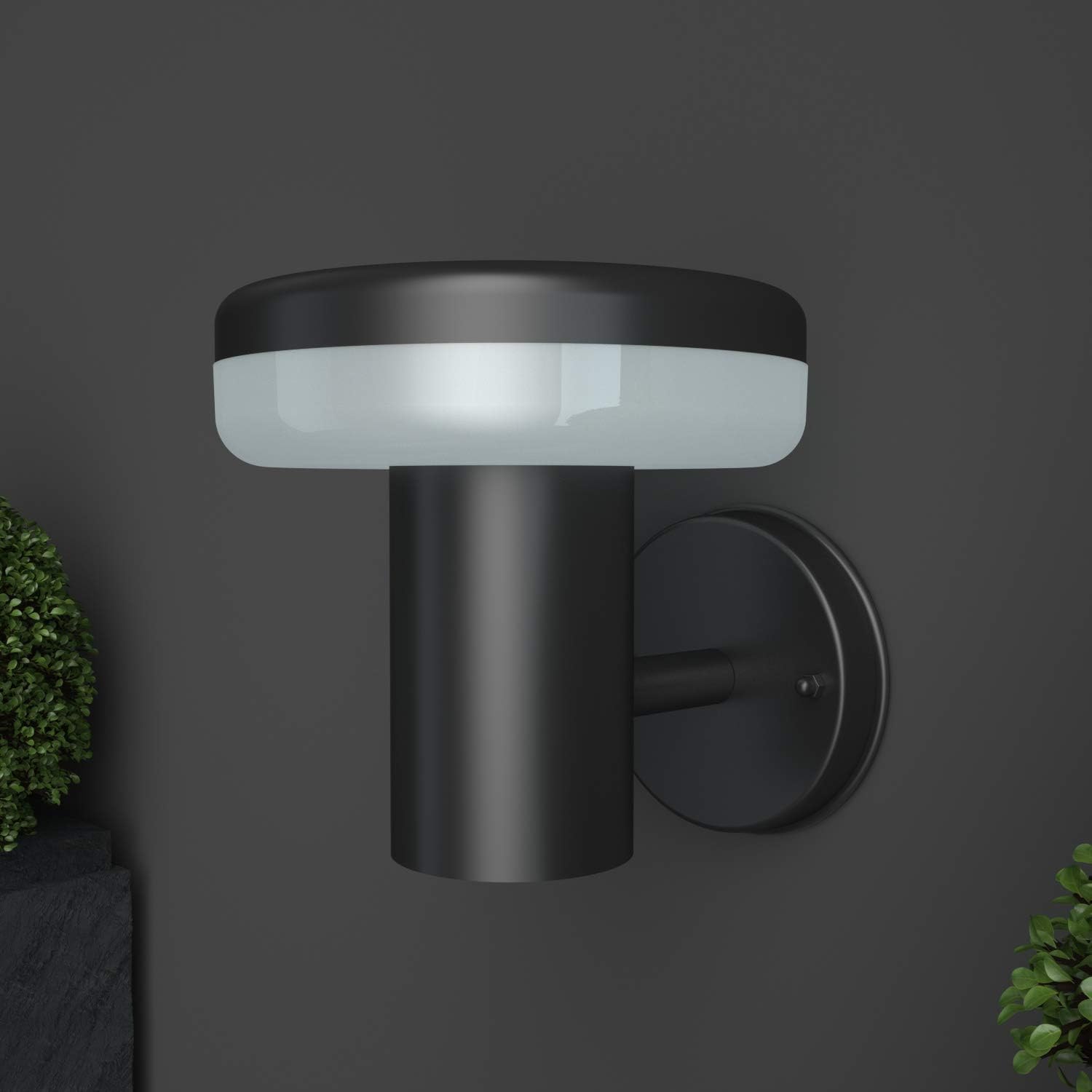 NBHANYUAN Lighting LED Outdoor Wall Light Fixtures Exterior Wall Sconce Black Stainless Steel Weatherproof 3000K Warm Light Front Door Porch Light 9W 110V 1000LM [Energy Class A+] - - 