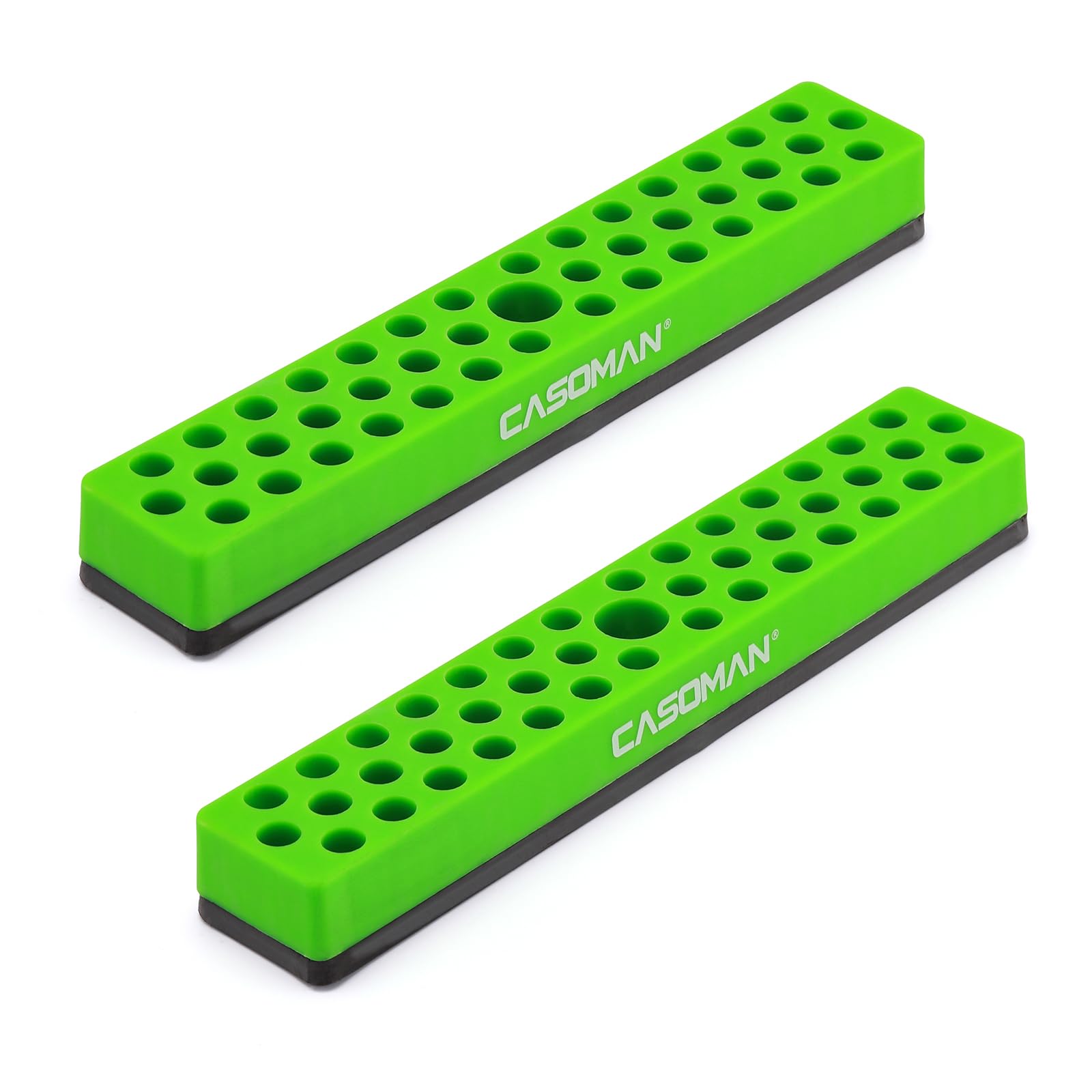 CASOMAN 2PCS 1/4" Hex Bit Organizer with Magnetic Base - Green, 86 Hole Bit Organizer with Strong Magnetic Base, Magnetic Bit Organizer for Your Specialty
