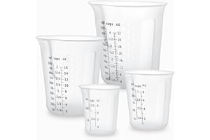 SWIGRANCE Silicone Measuring Cups 4-Pack Set, (1/2, 1, 2, 4 Cup) Reusable Silicone Cup for Prepping Cooking Baking Supplies, 