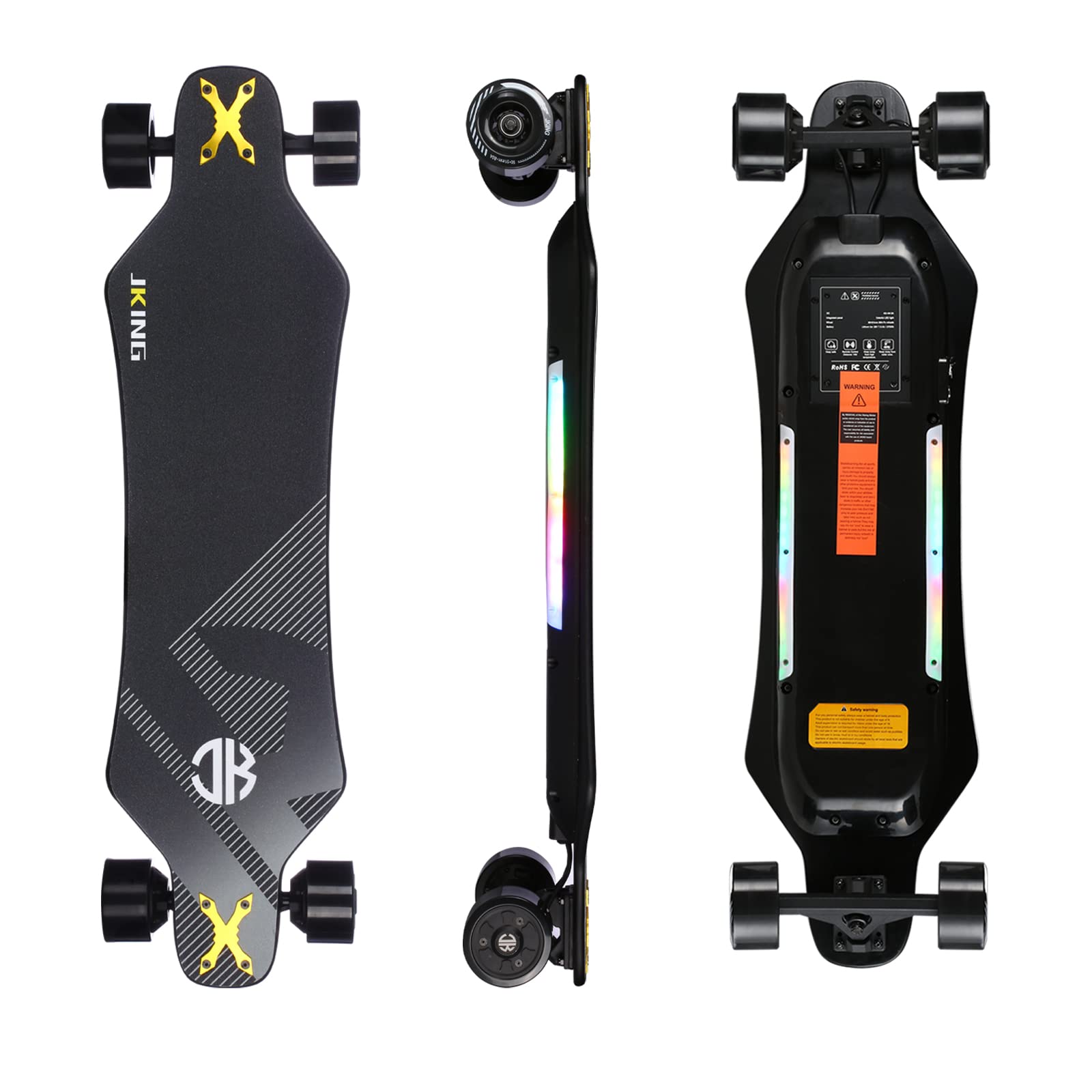 JKING Electric Skateboard Electric Longboard with Remote Control Electric Skateboard,900W Hub-Motor,26 MPH Top Speed，21.8 Miles Range,3 Speed Adjustment，Max Load 330 Lbs,6 Months Warranty