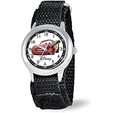 Disney Lightning McQueen Watch for Boys, Analog Cars Watch for Kids 3-5, Toddler Boys, with White Bezel & Black Nylon Strap, Stylish Cars Watches Little Fans of, Perfect Toddlers and Young