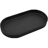 VCREATC Black Small Tray (10 inch), Oval Tray for Kitchen Counter, Bathtub Bathroom Vanity Items, Countertop Organizer, Coffee Accessory, Bar, Serving Seasoning, Salt and Pepper, Soap, Perfume.