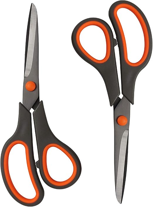 Scissors, 8" Multipurpose Scissors Bulk 2Pack, Ultra Sharp Titanium