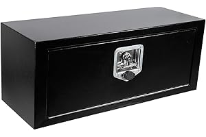 Gooeap 27.75"X10.5"X10" Underbody Truck Box Black Heavy Duty Steel Trailer Box Pick Up Truck Tool Box Storage Organizer w/Lock & eys
