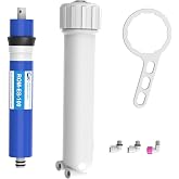 100 GPD RO Membrane Filter Replacement with Reverse Osmosis Housing | Include Wrench, 1/4" Quick-Connect Fitting, Check Valve, Fit Under Sink RO Home Drinking Water Filtration Purifier System