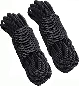 KuTi Kai 8mm Nylon Rope 10M - 32ft Durable Soft Twisted 2 Pack Black