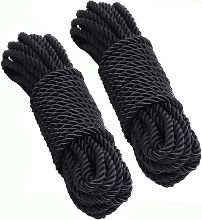 KuTi Kai 8mm Nylon Rope 10M - 32ft Durable Soft Twisted 2 Pack Black