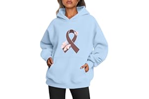 TIHLMK Fight Breast Cancer Hoodies with Pockets for Women Oversizsed Fleece Sweatshirt Heart Graphic Hooded Pullover