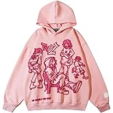 VOLYMOON Y2k Mens Graphic Oversized Hip Hop Streetwear Casual Hoodie Cartoon Character Print Hoodies Hooded Sweatshirt