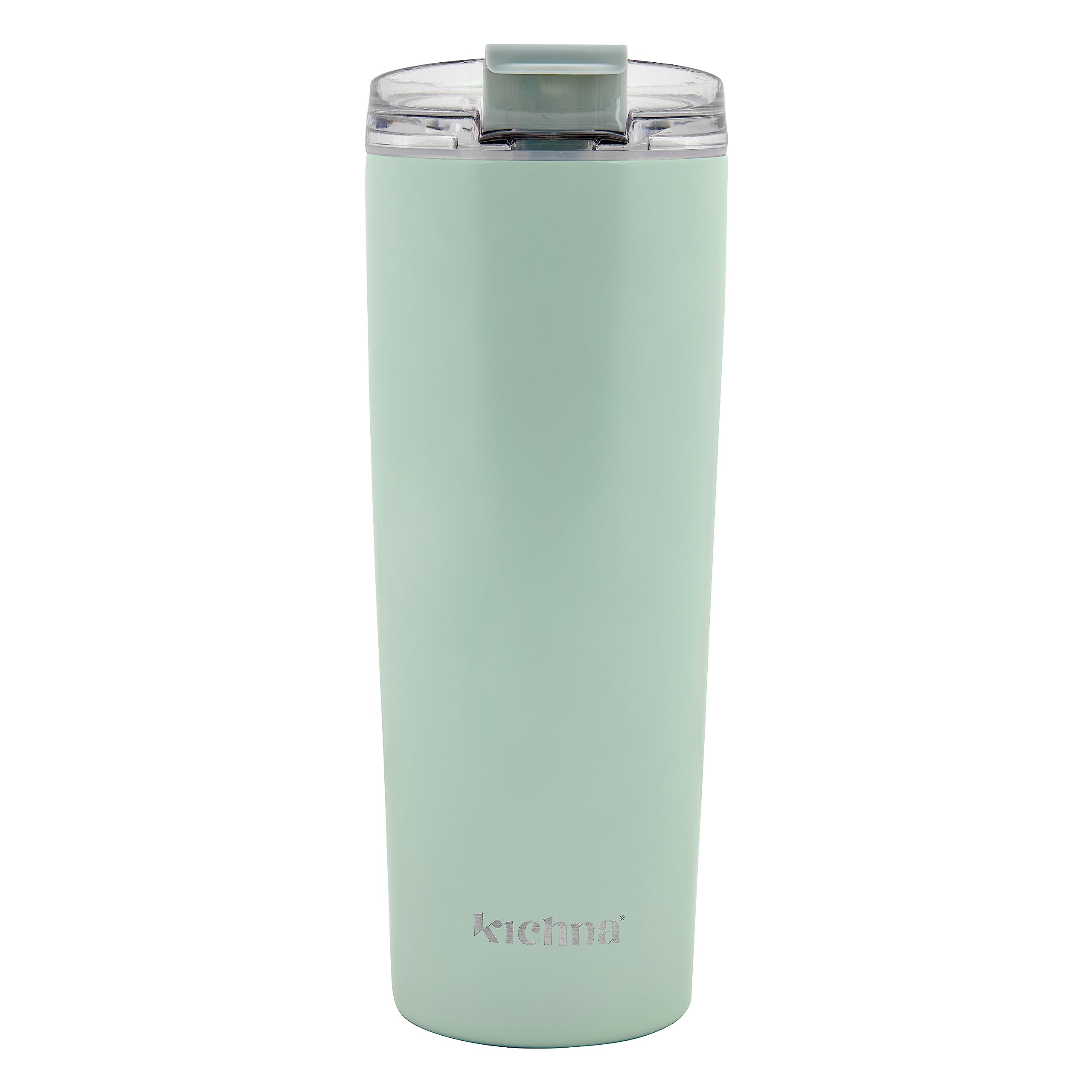 Kichna Brewer Travel Coffee Tumbler with Flip Lid Lock | Double Walled Stainless Steel Vacuum Travel Mug | BPA Free Lid Leak & Spill Proof | Keep Cold for 14Hrs or Hot for 3Hrs 550ml - Pistachio Green