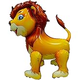 Giant Lion Balloon 4D 24 Inch Walking Lion Mylar Balloons Animal Standing Foil Balloons for Birthday Circus Forest Zoo Wildlife Theme Party Decorations Supplies