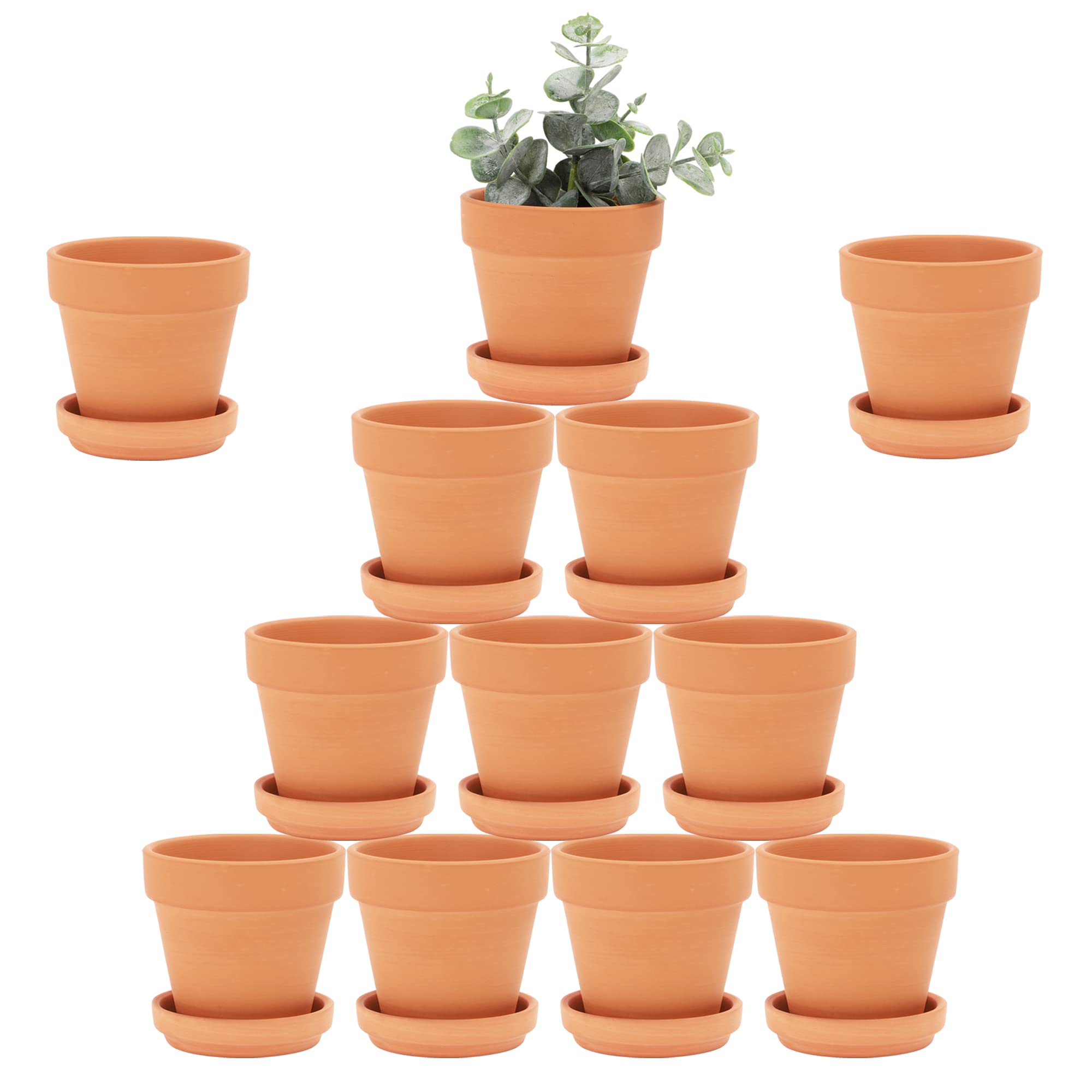 Photo 1 of ***(MISSING SAUCERS)***Terra Cotta Pots with Saucer- 12-Pack Large Clay Ceramic Planter Cactus Flower Succulent Pot with Drainage Hole- Great for Plants, Crafts
