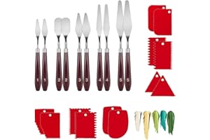 SKTMH 22Pcs Palette Knife Set 10Pcs Stainless Steel Palette Knives and 12Pcs Plastic Scrapers, Painting Accessories Art Suppl
