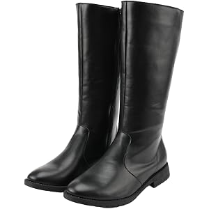 Men's Medieval Renaissance Knee High Boots PU Leather Side Zipper Round Toe Flat Low Heel Mid Calf Cosplay Costume Boots