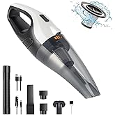 BZY Handheld Vacuum Cleaner Cordless Rechargeable 17500Pa Strong Suction Small Handheld Vacuum with LED Light Portable Car Vacuum Cleaner with Multi-Nozzles & Washable Filter 35Min for Car Home Pet