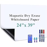 Warasee Magnetic Whiteboard Decal for Wall: Home Office Plans Stay Visible | Vertical Dry Erase Board Sticker with No-Ghosting PET Surface - 39" x 24" Peel-and-Stick Sheet for Kitchens &amp; Workspaces