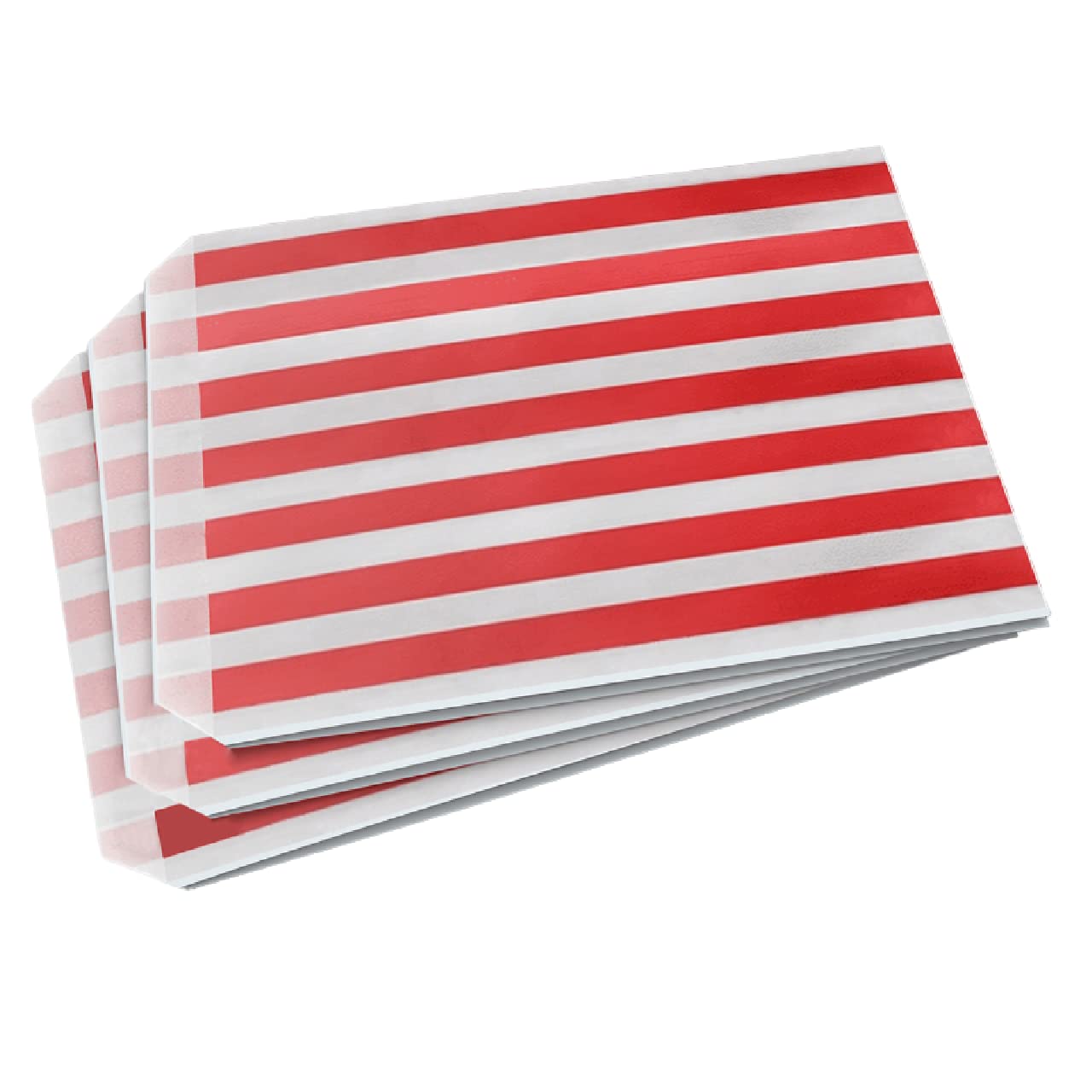 Sabco - 200 Red Sweet Candy Striped Paper Bags 7 x 9" for Confectionary Party Favour Pick n Mix Wedding Sweets Gift Bag (200, 7 x 9")