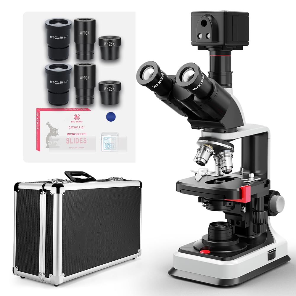 Photo 1 of [Dual Power Supply] Vabiooth Lab Compound 5MP Camera Trinocular Microscopes 40X-2500X Magnification with Free Software-Capturing Image, Recording Video, Measuring Lengths, Ultra Wide-Field Eyepieces