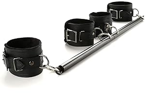 Sovyime Black Portable Exercise Spreader Bar with 4pcs PU Adjustable Straps, Restore Pilates Sports Aid Training Fitness Gear Pilates Aid Kit, Home Yoga Gym Kit