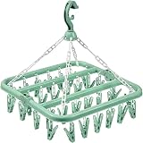 alladaga 32 Clip Clothes Drying Hanger Drip Foldable Rack Light Green