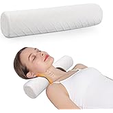 Cozyhealth Cervical Roll Pillow, Medium Soft Memory Foam Neck Round Pillow Cylinder Bolster Pillow for Sleeping, Round Neck Support for Bed, Legs, Back and Yoga (White, Medium - 3.9" H)