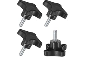 M METERXITY 4-Pack Star Clamping Knobs, M8x25mm Male Thread Hand Tightening Screw for Machinery/Electronic/Furniture/Umbrella Base, Machine Handle Replacement [55mm, Black]