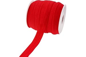 PAMIR TONG 25 Yards 5/8'' Fold Over Elastic FOE Headband Baby Hairbow Soft Foldover Elastic Binding Webbing Tape Craft Sewing (Red)
