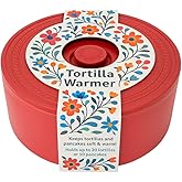 Juniperos Large Tortilla Warmer (Fits 23 Tortillas) – 2× Bigger Microwave-Safe Holder – Keeps Tortillas & Pancakes Warm + Free Mexican Recipe Booklet