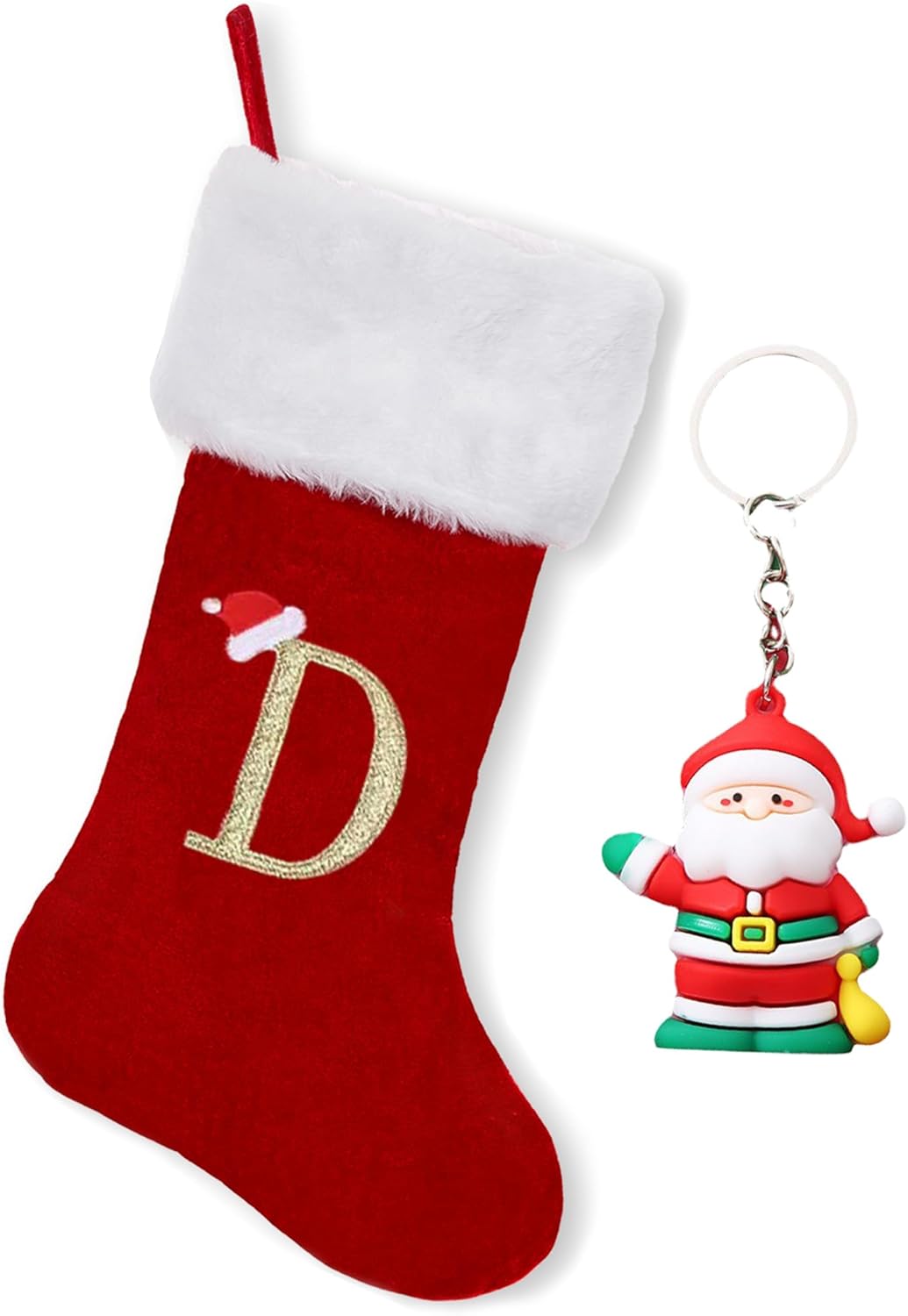 Stockings & Holders - ZGCYSMHT Personalized Initials Christmas Stockings 18 Inches Family Embroidered Initial Christmas Stockings Fireplace Hanging for Holiday Xmas Party Decor（Red D）