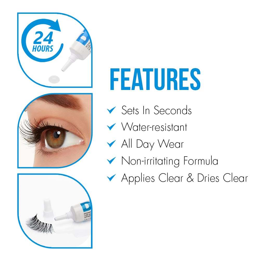DUO Strip Lash Adhesive, Clear/White - Strong Hold, Waterproof Lash Glue for False Lashes and Lash Clusters, Long-Lasting, Quick-Drying, Invisible Finish, 0.25 oz